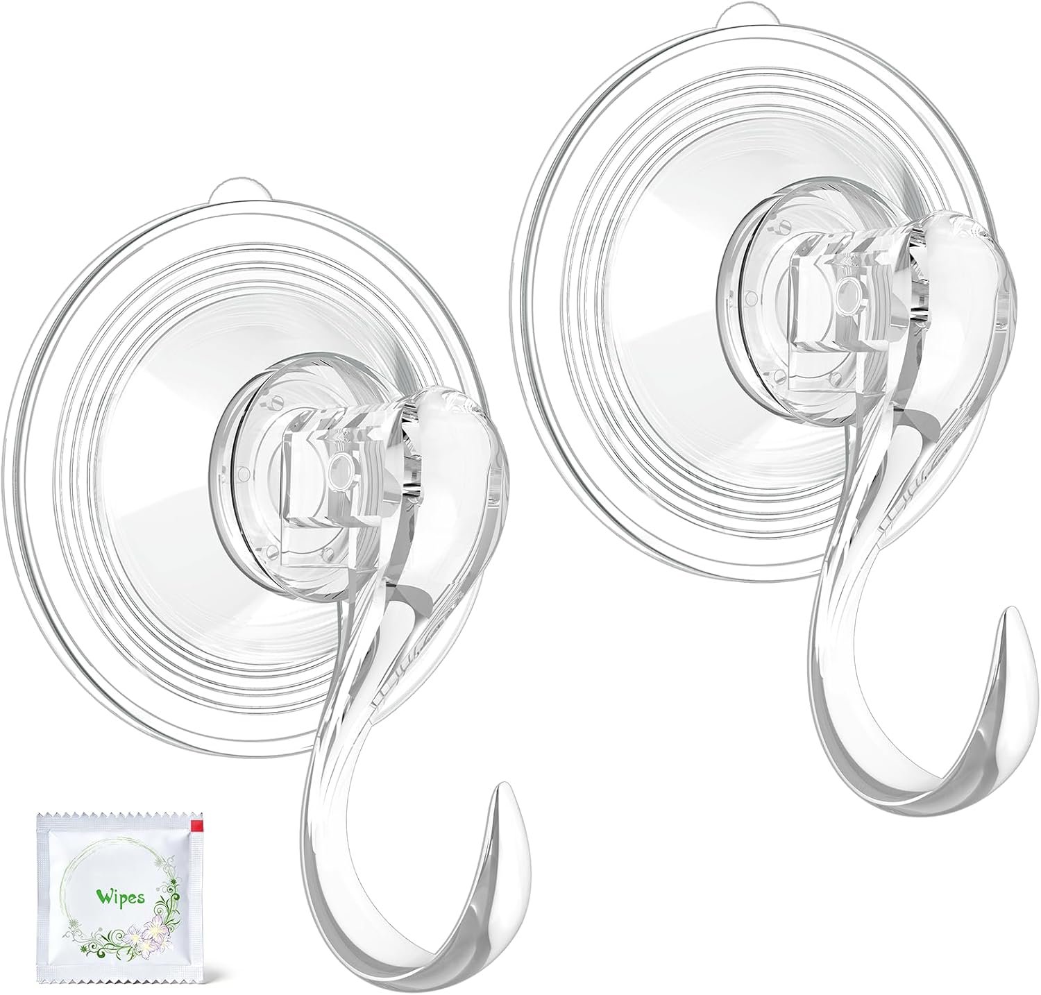 VIS’V Suction Wreath Hanger with Wipes, 22 Lb Capacity, Large, Clear, 2 Pcs | Heavy Duty, Removable and Reusable, Invisible Design, Locking Technology, Dual Vacuum Suction, Fit for Smooth Flat Surfaces