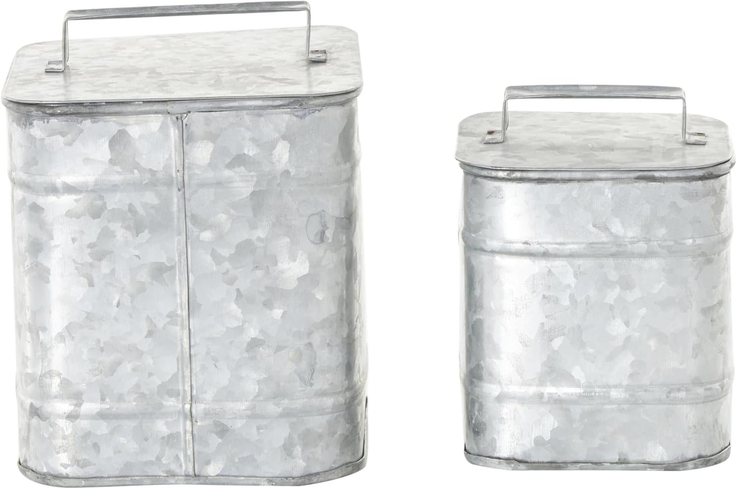Deco 79 Metal Decorative Canisters Decorative Containers, Set of 2 Decorative Keepsake Boxes 8″, 7″H, Silver