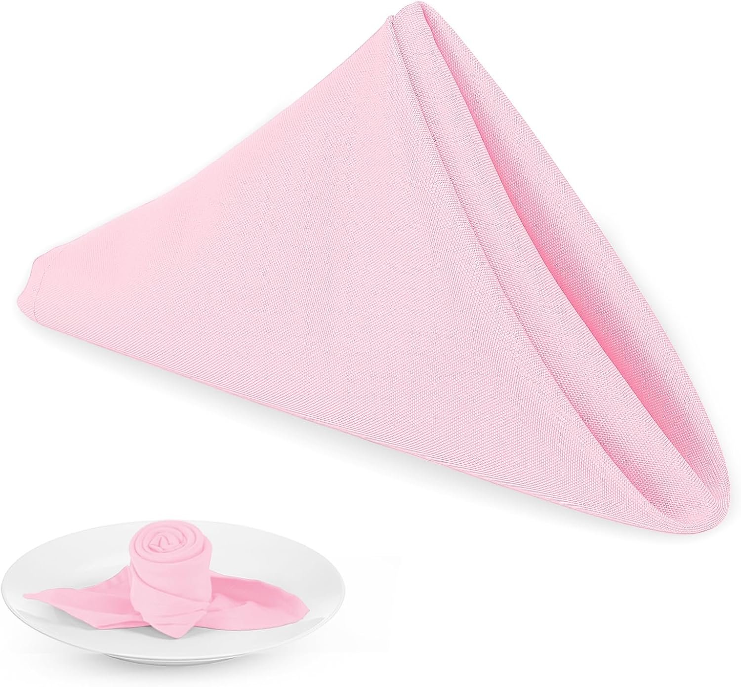 PLOYMONO Pink Cloth Napkins – 8 Pack 17″ x 17″ Washable Polyester Napkins | Heavy Duty 180 GSM Cloth Napkins with Hemmed Edges – Great for Restaurants, Weddings, Parties, Banquets Dinner