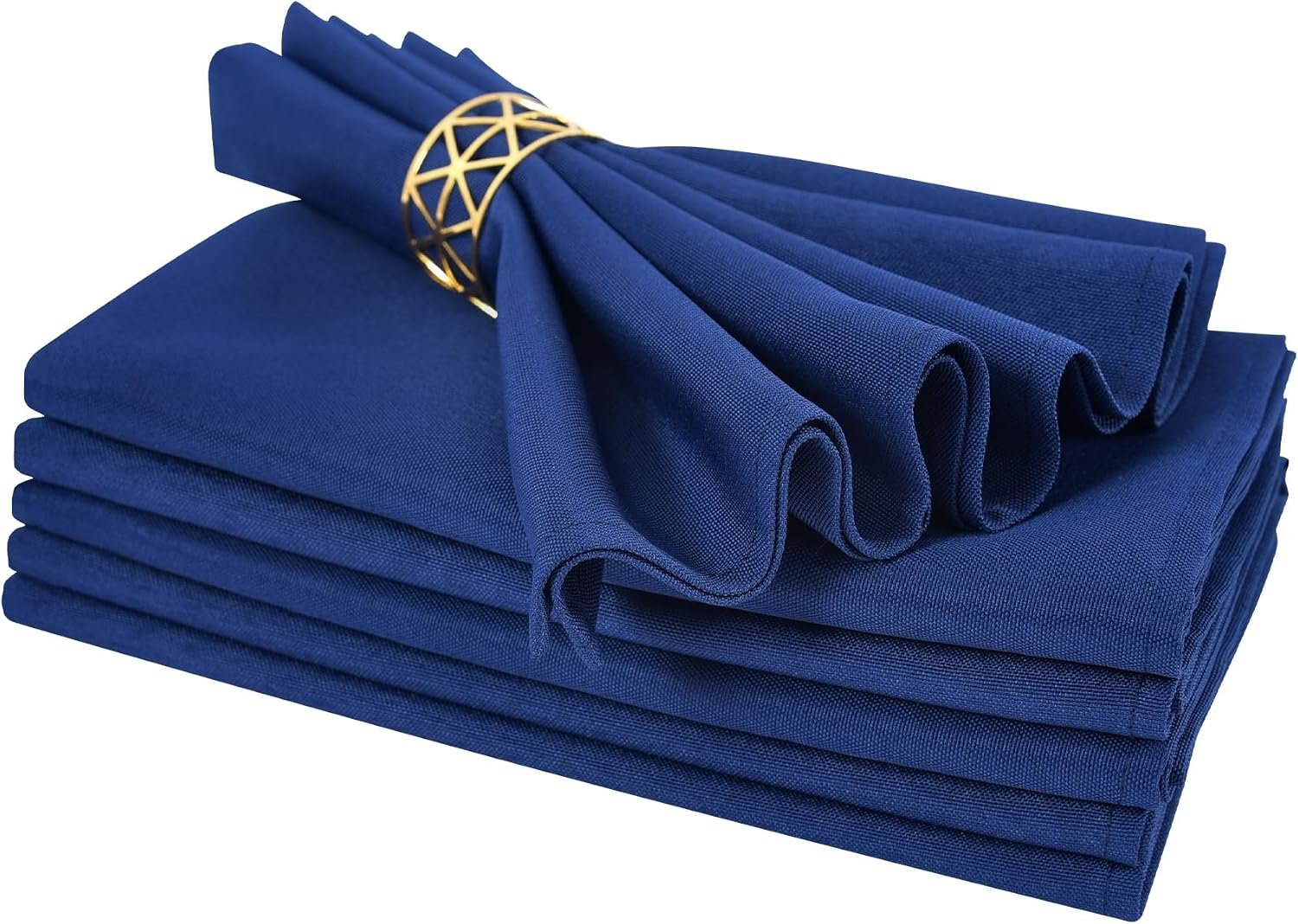Navy Blue Cloth Napkins Set of 6 Washable Dinner Napkins, 18X18 in | Square Reusable Napkins with Hemmed Edges, Polyester Fabric Napkin for Hotel, Restaurant, Wedding, Party, Banquet, Event