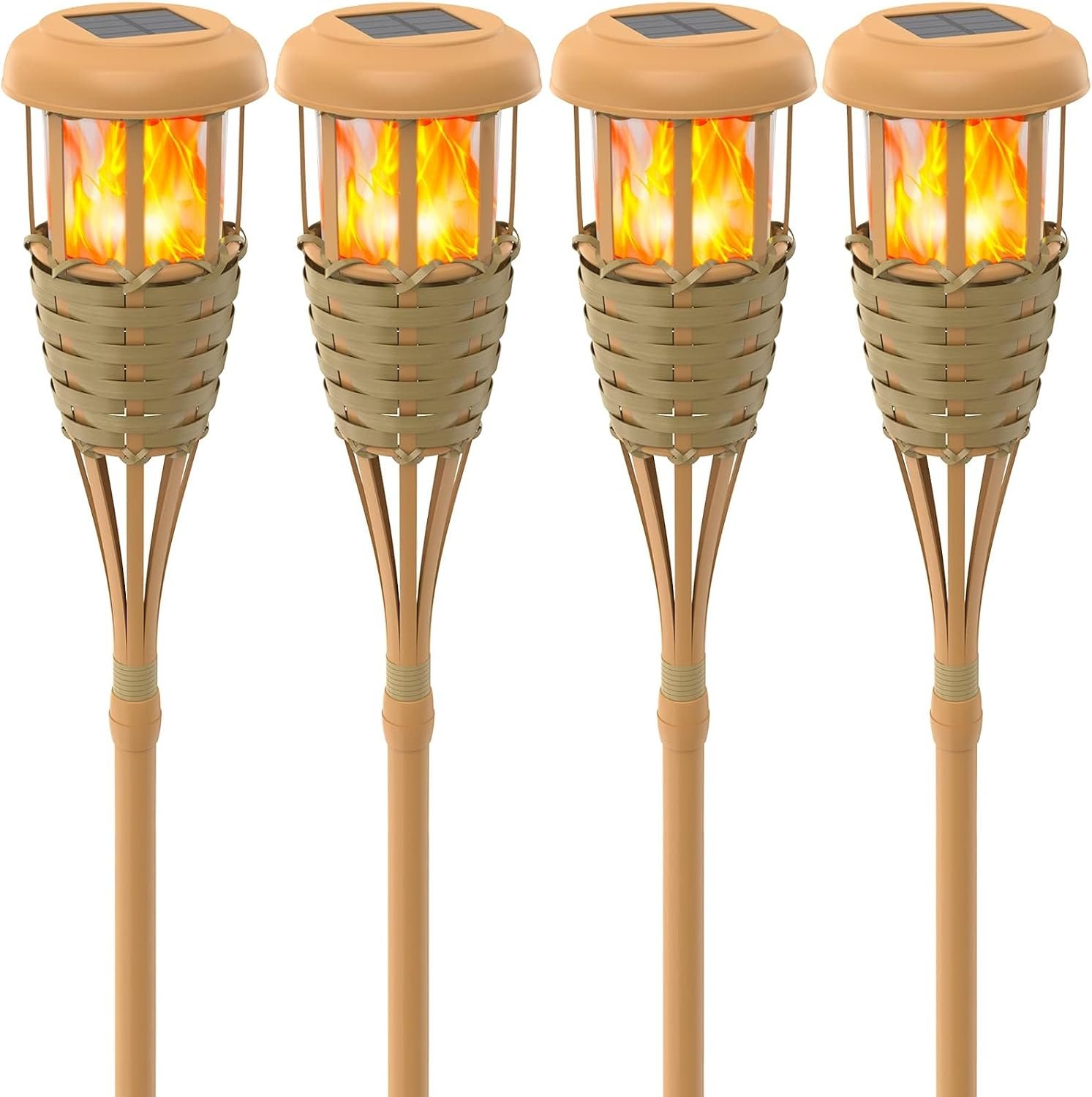 Solar Outdoor Lights, Solar Torch Lights Outdoor Flickering Flame, Outdoor Decorations for Patio Path Yard – 4 Pack