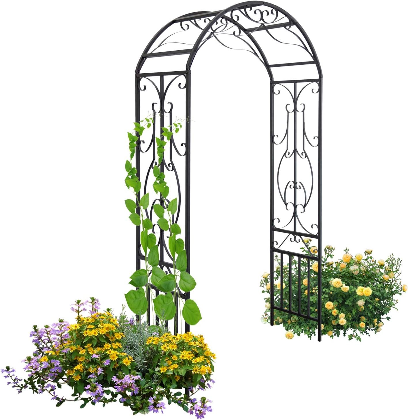 kinbor Garden Arches Arbor, Outdoor Black Metal Arbor, Wedding Archway | Wedding Archway