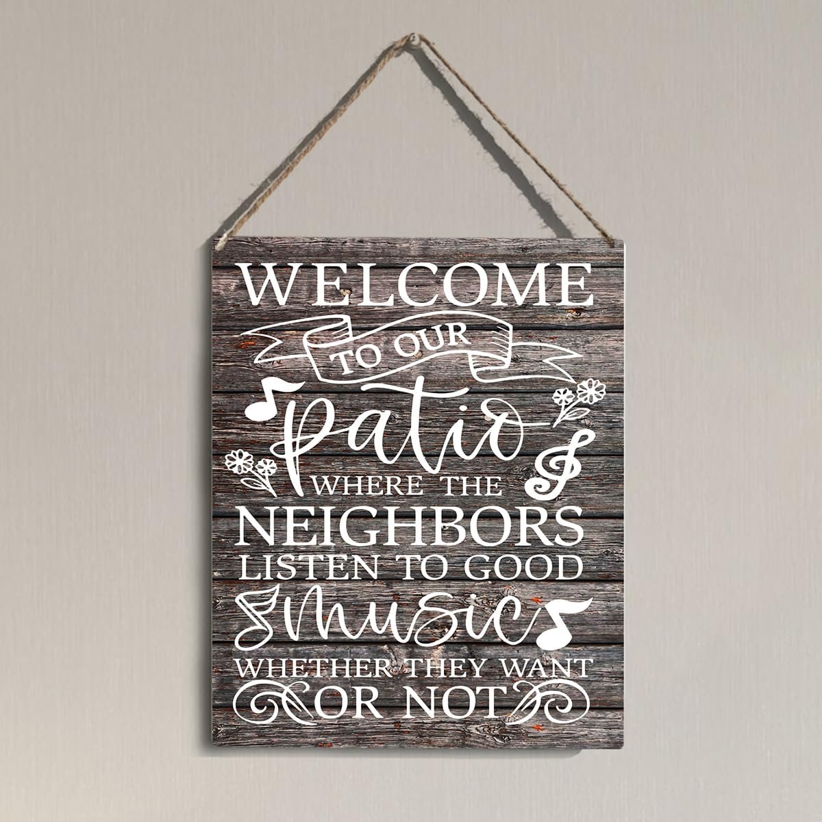 Patio Welcome Wall Decor Funny Housewarming New Home Gifts Rustic Patio Wall Sign for Home Farmhouse Farm Yard Decor Birthday Gift for Women Men Neighbors Friends