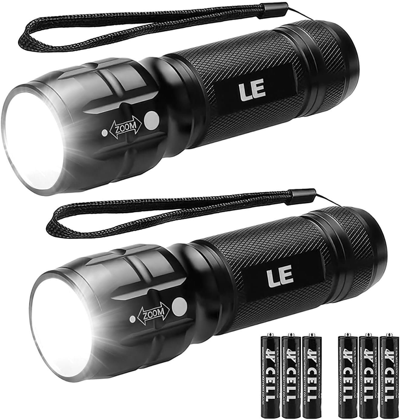 Lepro Lighting Ever LED Flashlight, High Lumens Waterproof Adjustable Focus | Small, lightweight. For outdoor, camping, emergency, tactical use. AAA batteries included. Adjustable zoom focus.