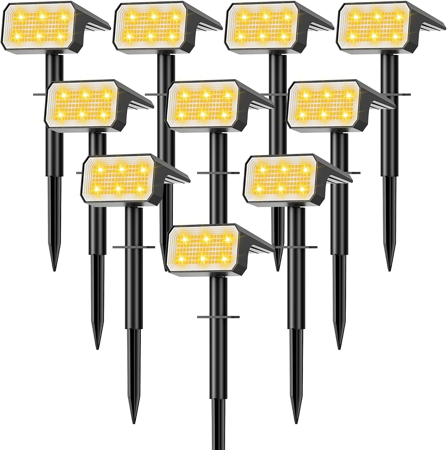 Solar Spot Lights Outdoor Waterproof, 10 Pack, 118 LED Warm White | IP67, 4 Modes Auto On/Off, for Yard Garden Pathway Walkway Tree Patio Driveway