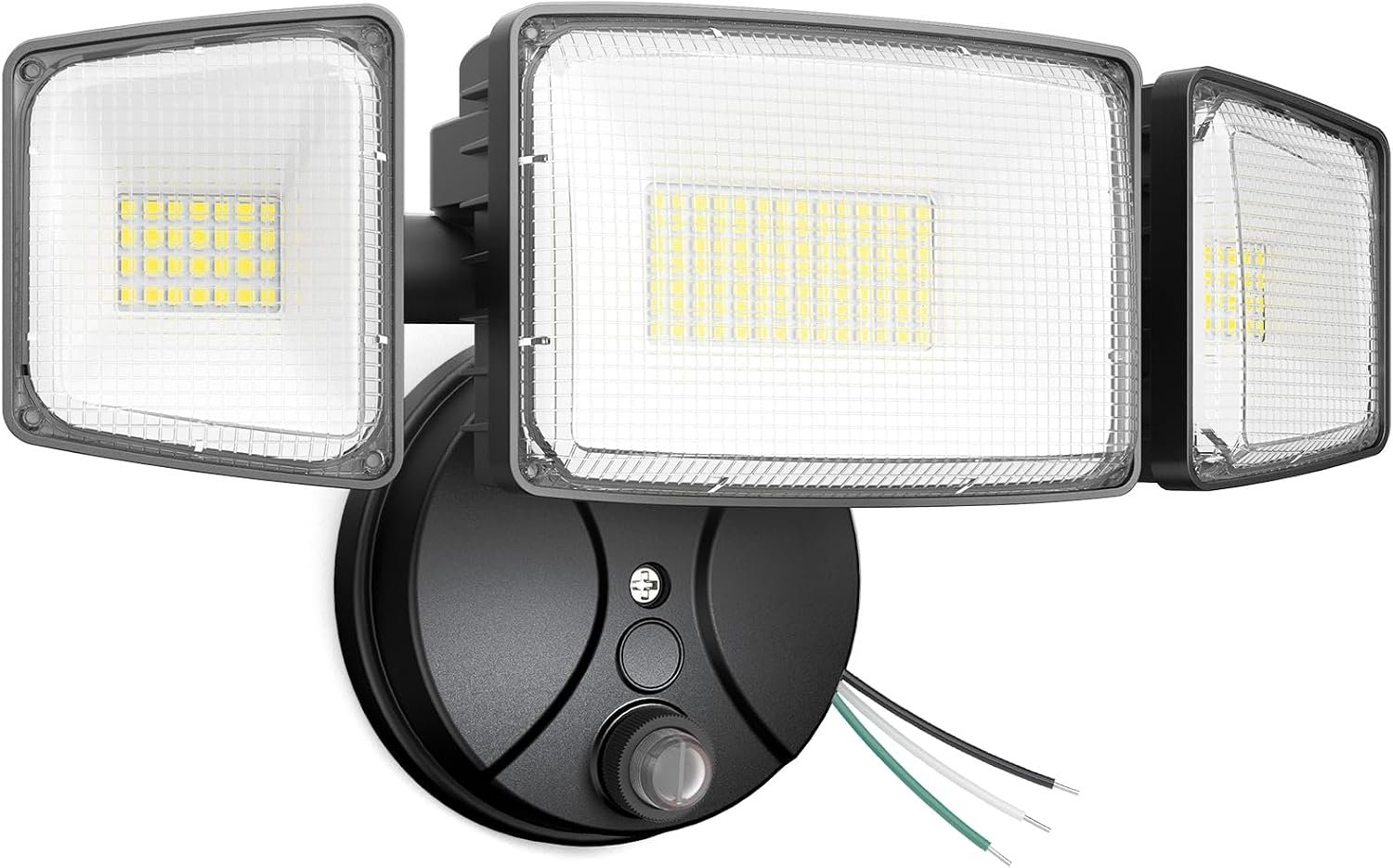 Onforu 100w Dusk to Dawn Outdoor Lighting,11000LM Led Outdoor Light from Dusk Till Dawn,Super Bright Flood Light,IP66 Waterproof Exterior Security Black Light Fixture,3 Heads Photocell for Garage,Yard