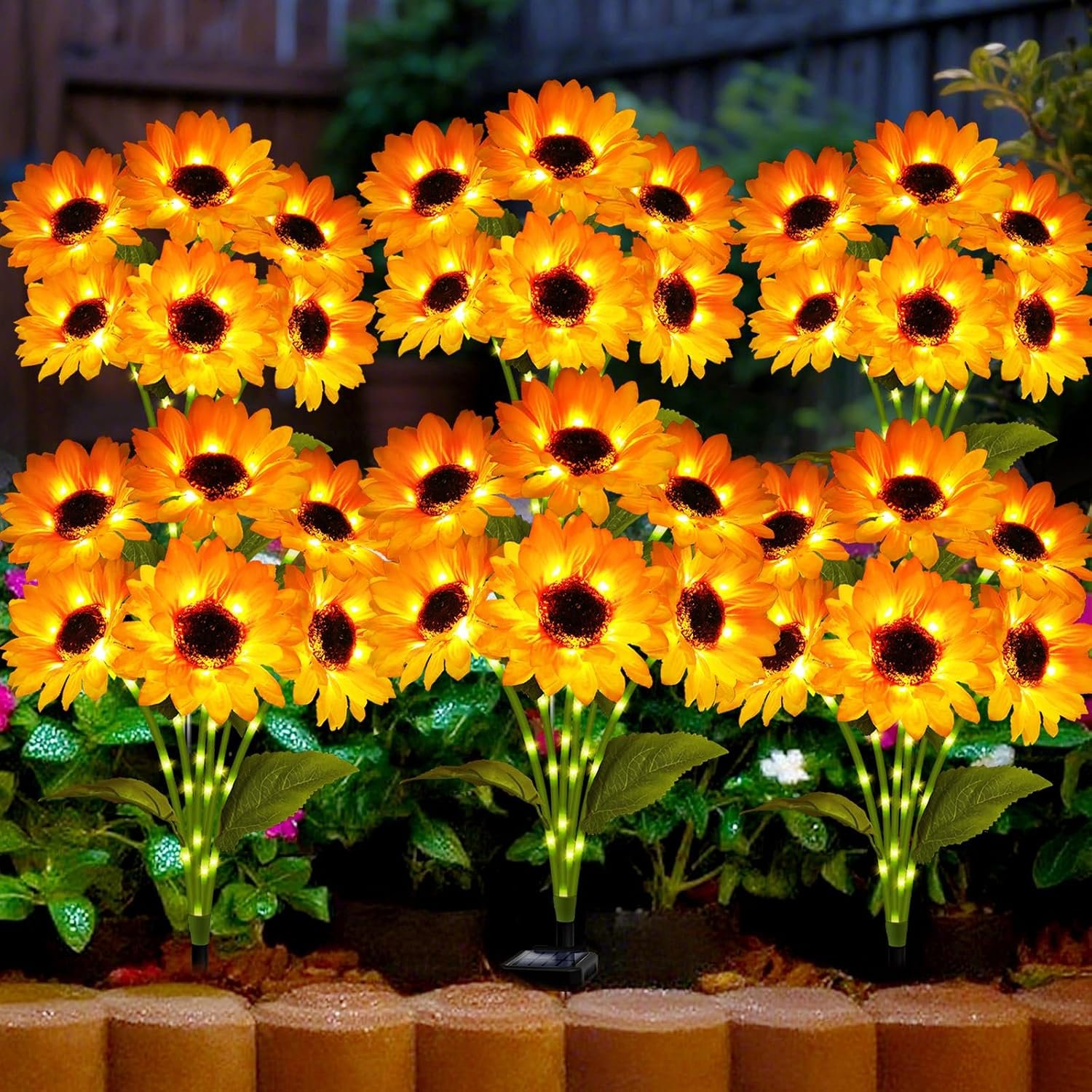 Solar Garden Lights Outdoor, 6 Pack Sunflower Lights with 36 Sunflower, Waterproof 60 Led Garden Fall Decor, Gifts for Mom Grandma, Decorative Solar Flowers for Pathway Patio Yard Flowerbed Decoration