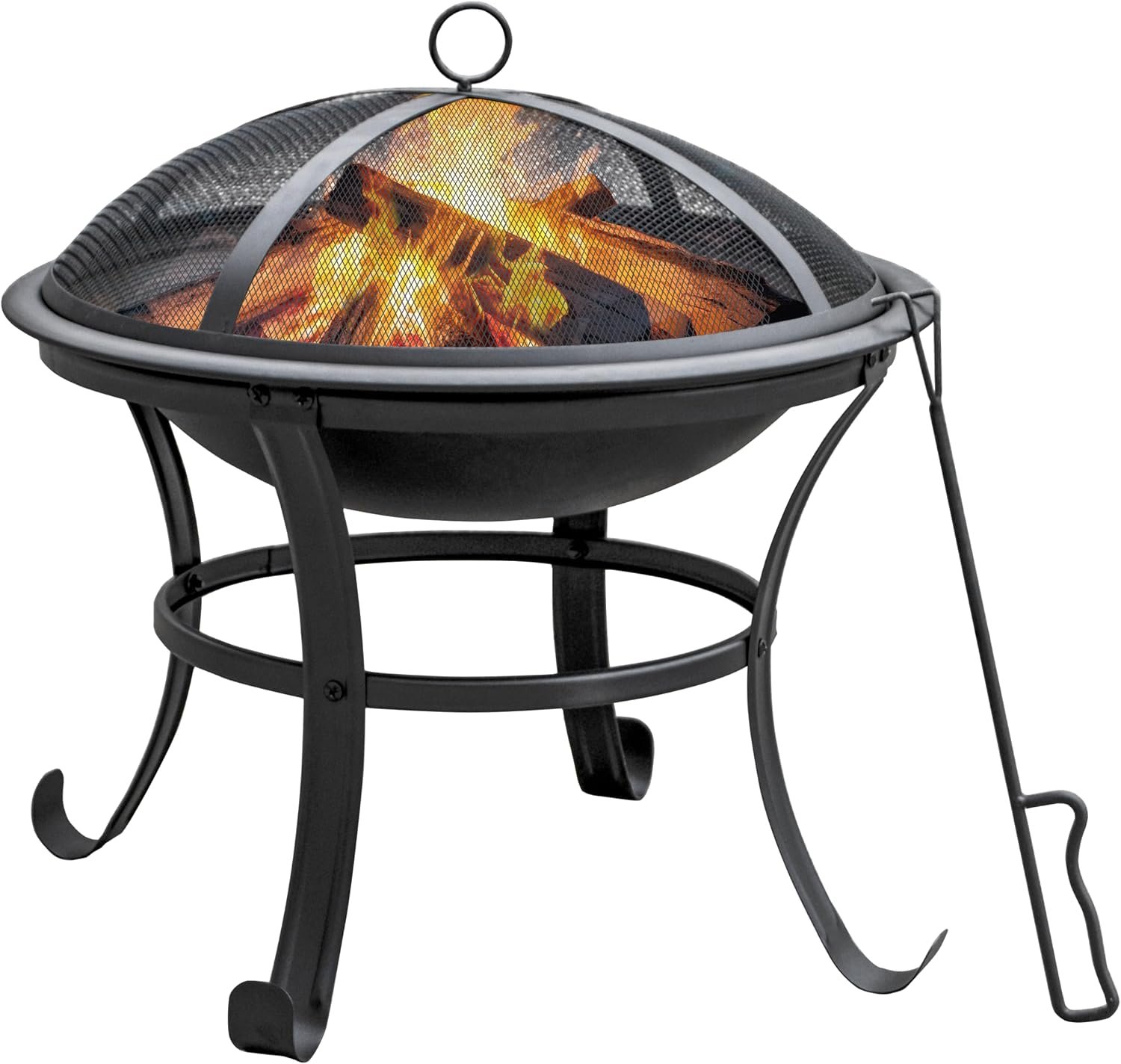 Panovue 22 in Firepit for Outside Outdoor Small Fire Pit with Mesh Lid | Durable Firepit with Mesh Lid,Log Grate,and Fire Poker,Fire Pit for Outside Backyard.Deck.Camping and Picnic