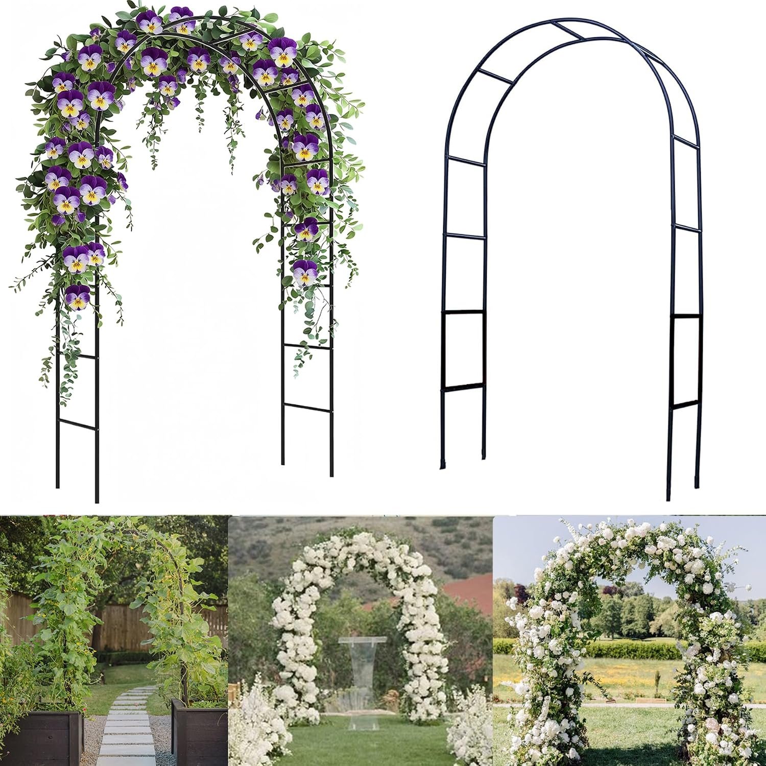 100%Metal Sturdy Garden Arch Trellis for Climbing Plants Outdoor 4.6*7.8Ft | Archway Frame, Pumpkin Archway Outdoor Garden Arbors and Arches for Halloween Christmas Birthday Party Baby Shower Decoration