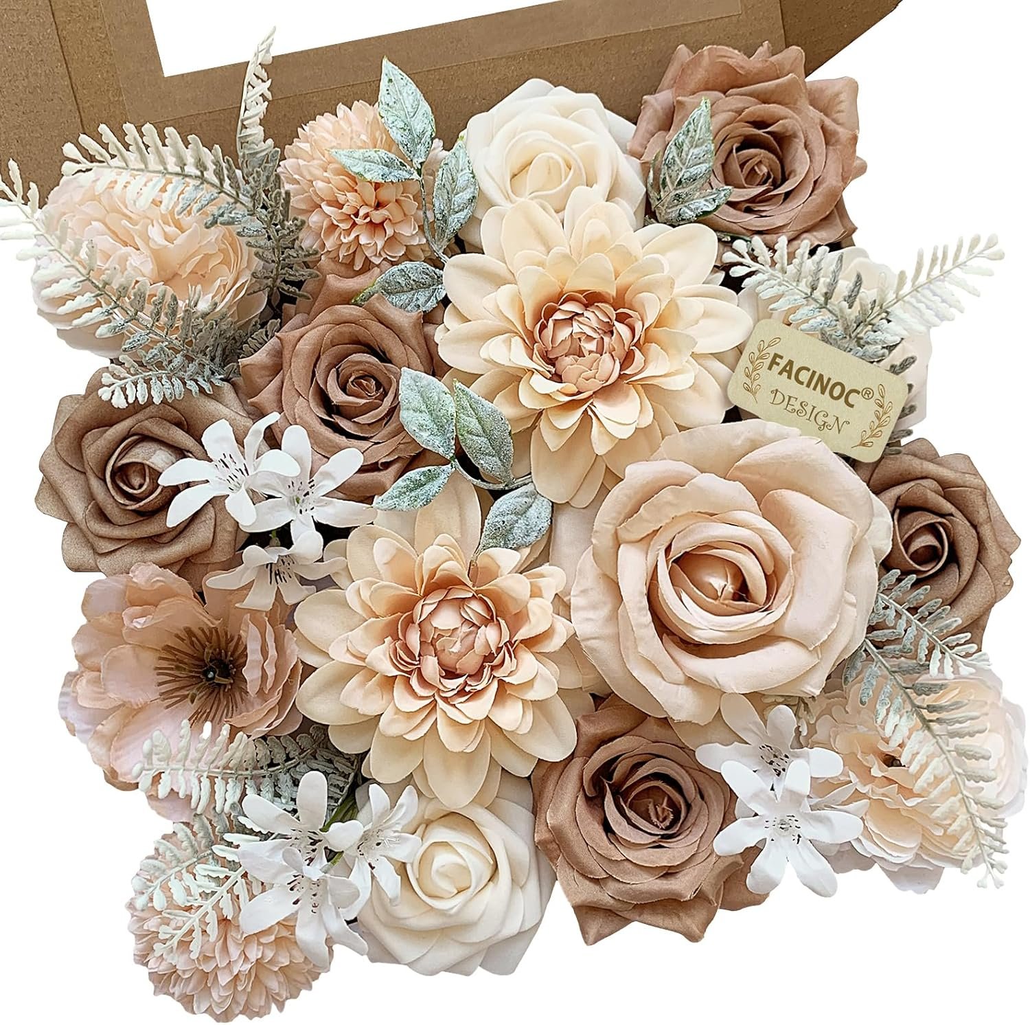 FACINOC Roses Artificial Flowers Nude Fake Flower for DIY Wedding Bouquet Bridal Baby Shower Decorations Party Table Centerpieces Cake Decorating Silk Floral Arrangement Home Decor Indoor