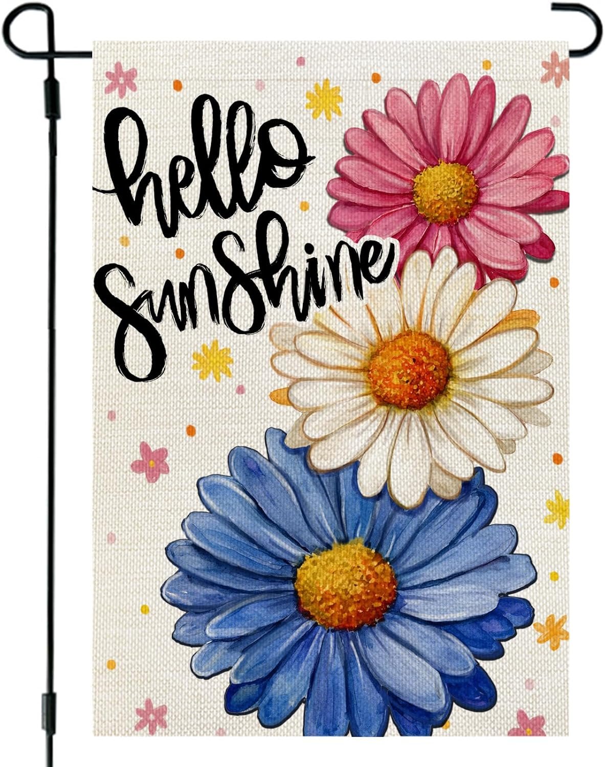 Hello Sunshine Daisy Garden Flag for Outside 12×18 Inch | Weather resistant, double-sided yard flag. Spring summer floral daisies for seasonal farmhouse outdoor decoration