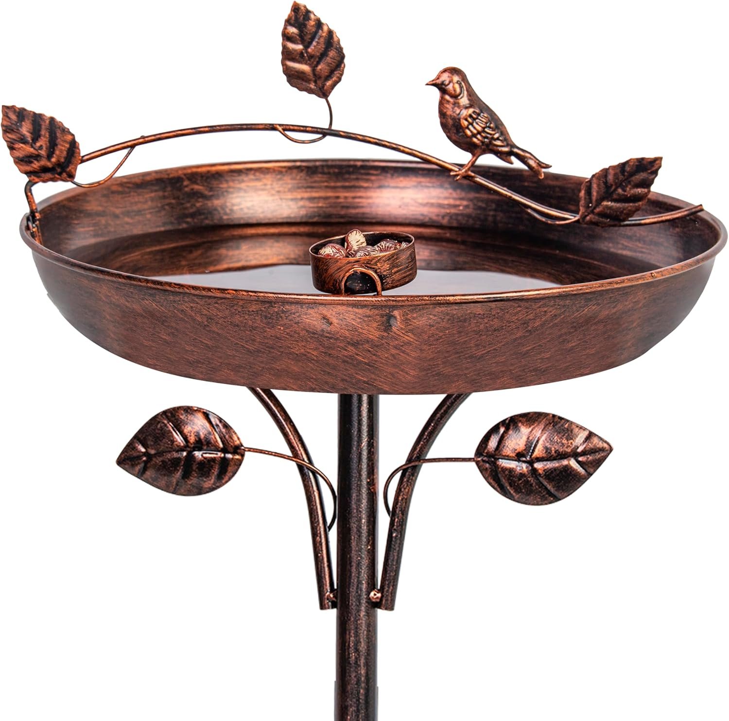 VEWOGARDEN Retro Bird Bath for Outside Garden 12″ Birdbath with Metal Stakes, Bird Bath and Feeder for Yard Patio Decor