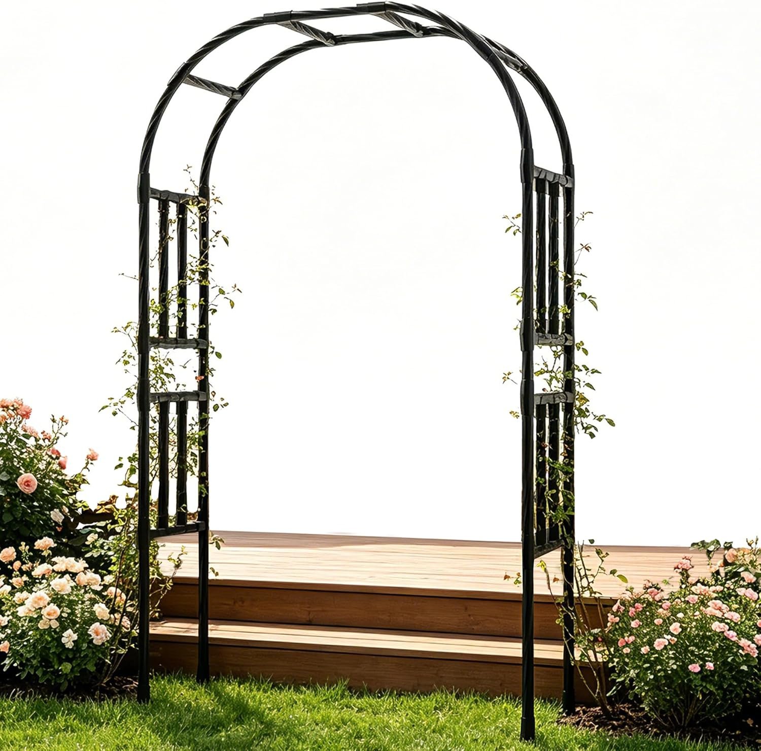 Thickened Metal Garden Arch-59(L)*94.5″(H),Garden Trellis for Climbing Plants Outdoor, Heavy Duty Rust-Proof Iron Arbor Archway for Backyard, Patio, Lawn and Wedding Decorations(20MM Pipe)