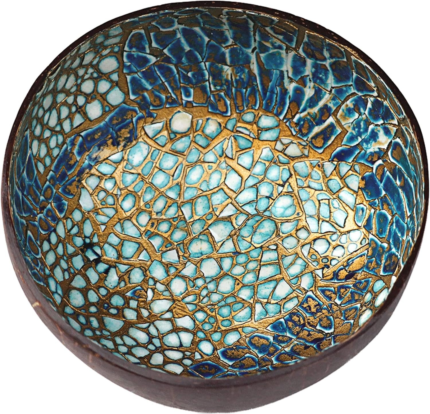 Natural Coconut Bowl Key Decorative – Candy Dish Container Entryway Table | Mother of Pearl Inlaid Shell Bowls Purse Nuts Holder Fruits Dry Snack Storage Round Handcrafted Bowl for Decoration
