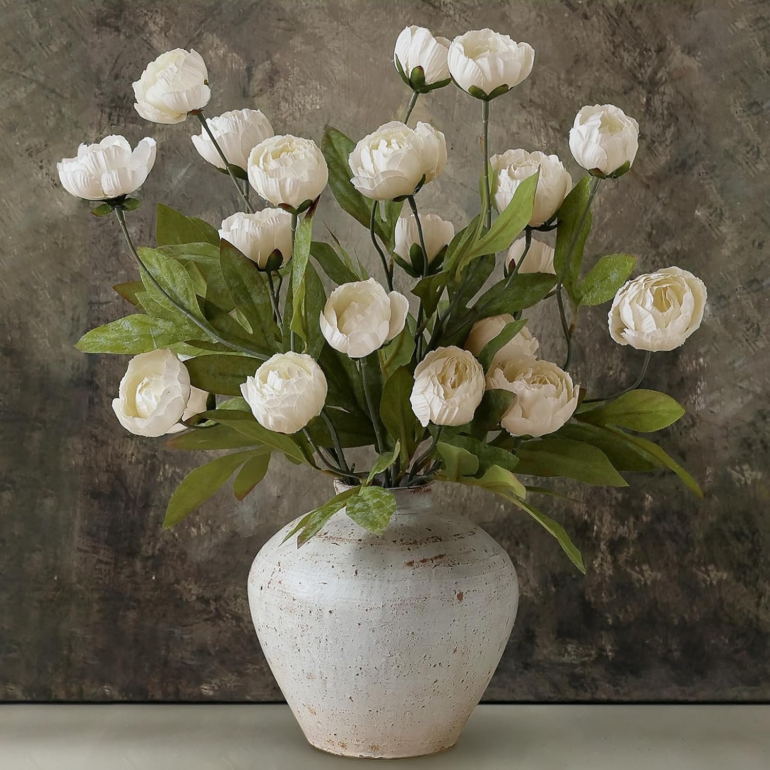 VIERENA 6 Pcs 27″ Faux Silk Peony Artificial Flowers Stems for Vase (Cream) | Bulk Fake Peonies Branches with Stems, for DIY Bouquet Table Centerpieces Wedding Fillers Arrangements Shower Home Decoration
