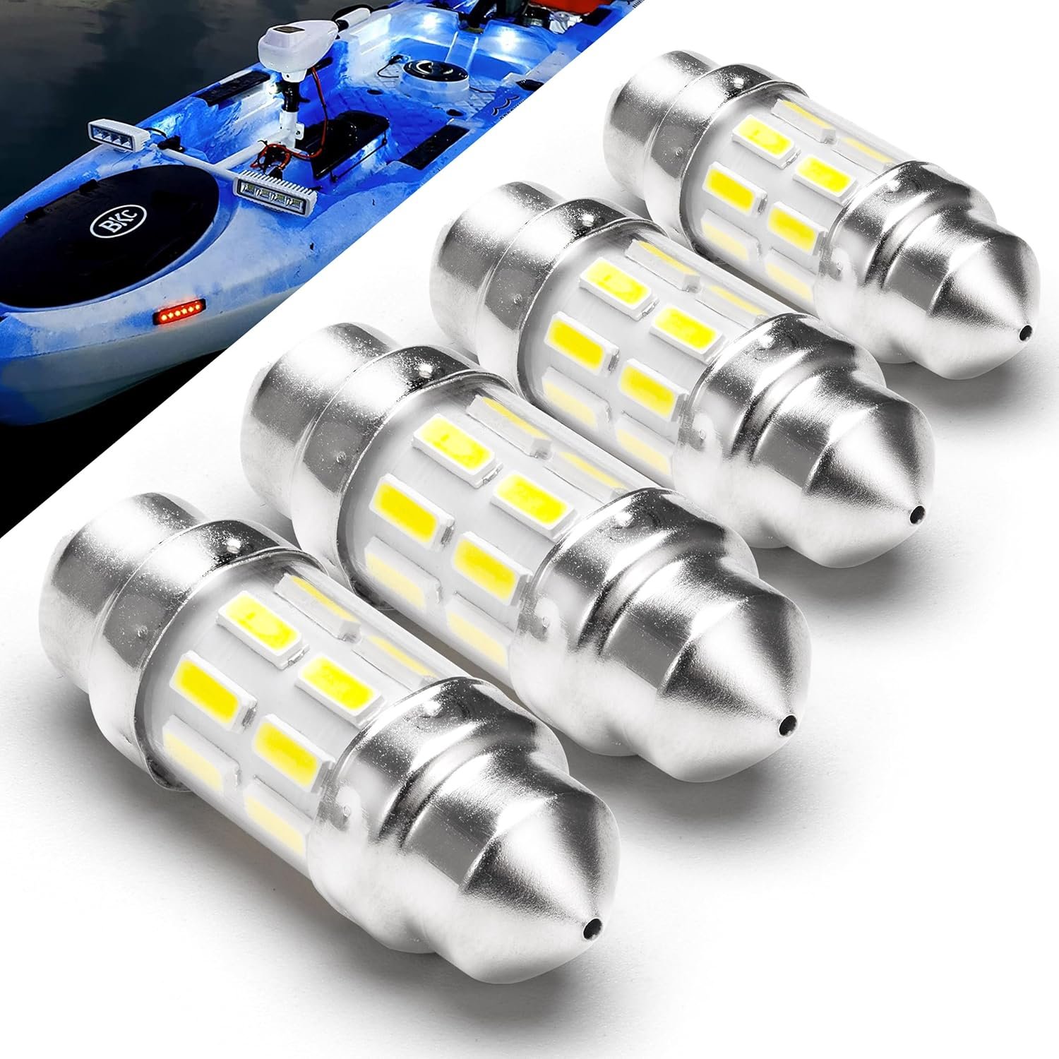 31mm Marine Bulb,12V Boat Navigation Lights, Led Festoon Bulb 6500k White | 1.5W, 200LM, Suitable for Marine Navigation Boat Bow Stern Kayak Pontoon Mast Masthead Lights, Super Bright, 4Pack