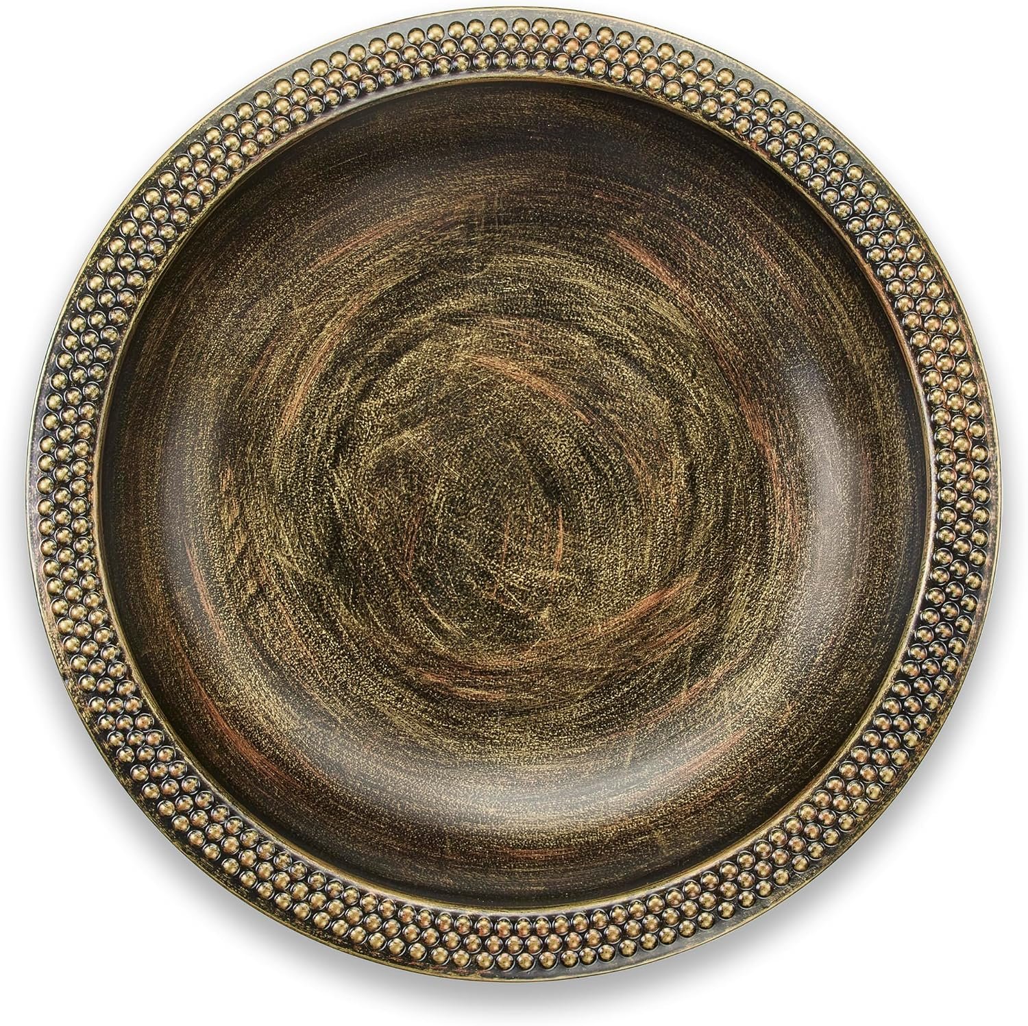 Good Directions BAS18, 18″ Hand-Hammered Pure Copper Beaded Birdbath with Aged Brass Finish, Basin Only