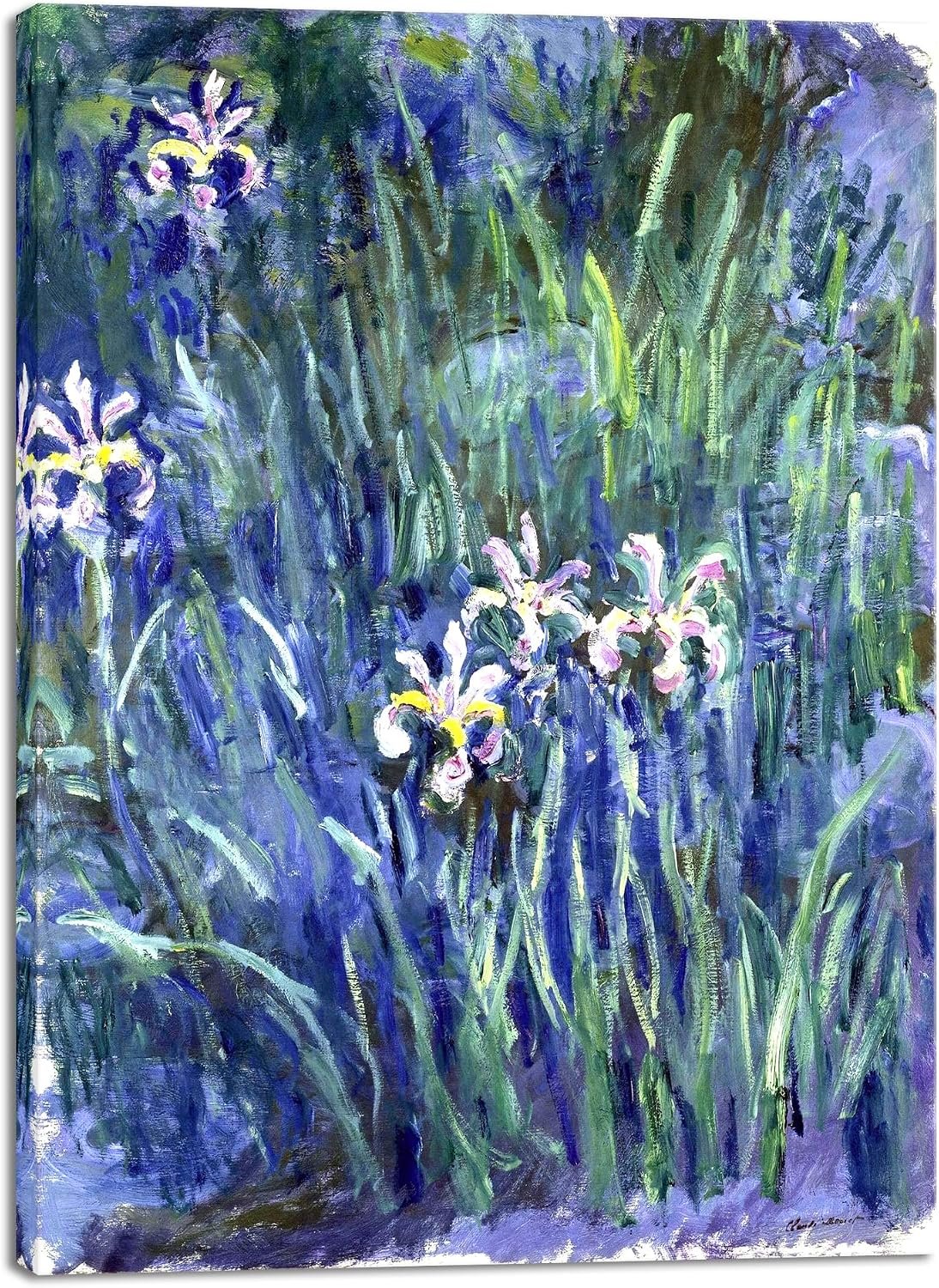 Wieco Art Canvas Print Wall Art Irises by Claude Monet Oil Paintings Reproduction Landscape Pictures Artwork on Canvas Art for Living Room Decorations and Wall Decor