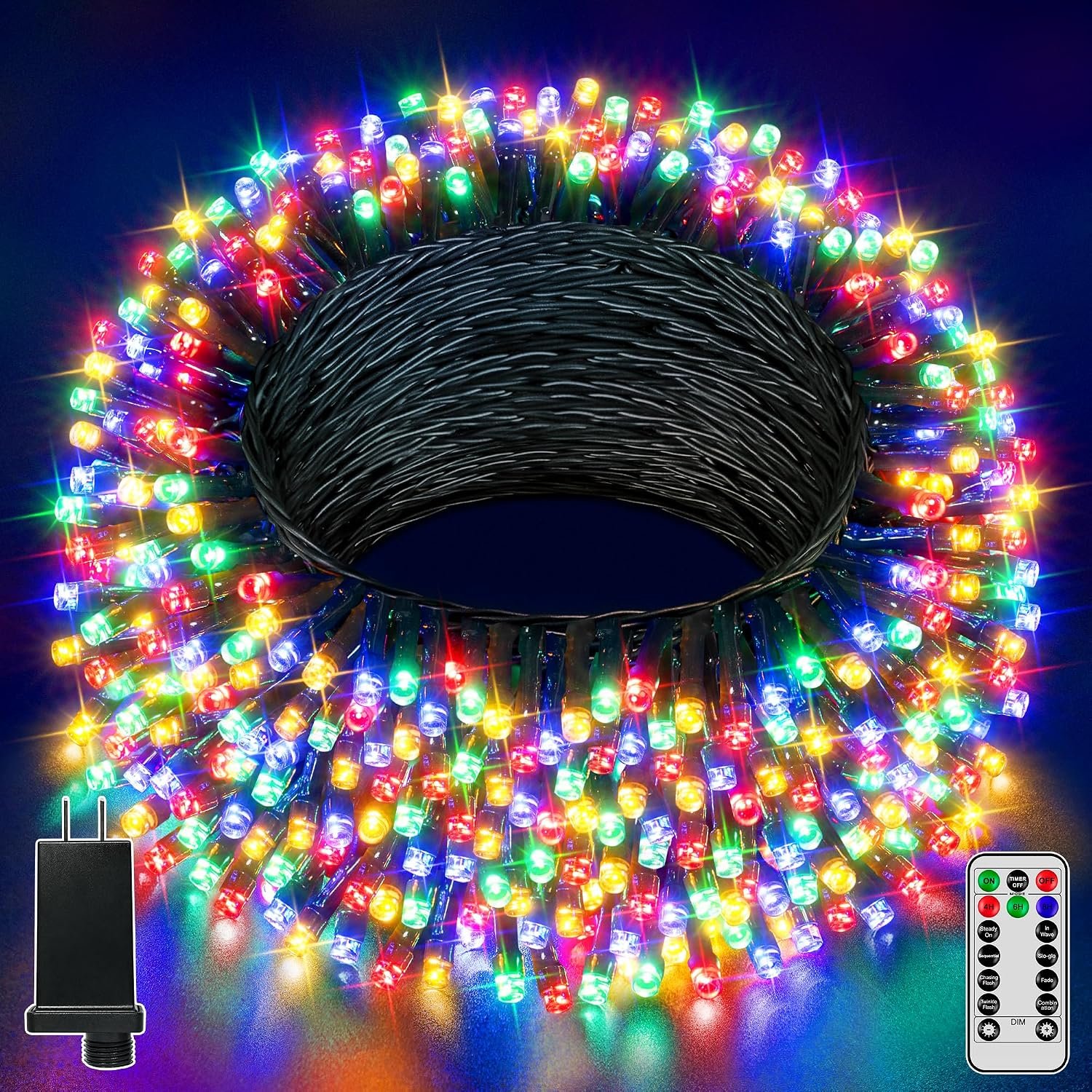 Guhope Christmas Lights 66FT 200 LED, Christmas Tree Light with 8 Lighting Modes, Outdoor Waterproof String Lights with Remote and Timer, Fairy Light for Holiday Decor (Multicolor)