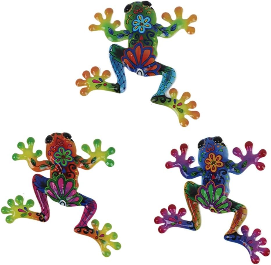 3 Pcs Metal Frog Decor Outdoor Wall Art Mexican Metal Frog Hanging Wall Sculpture Outside Garden Fence Patio Home Yard Art Decoration Gifts for Adults
