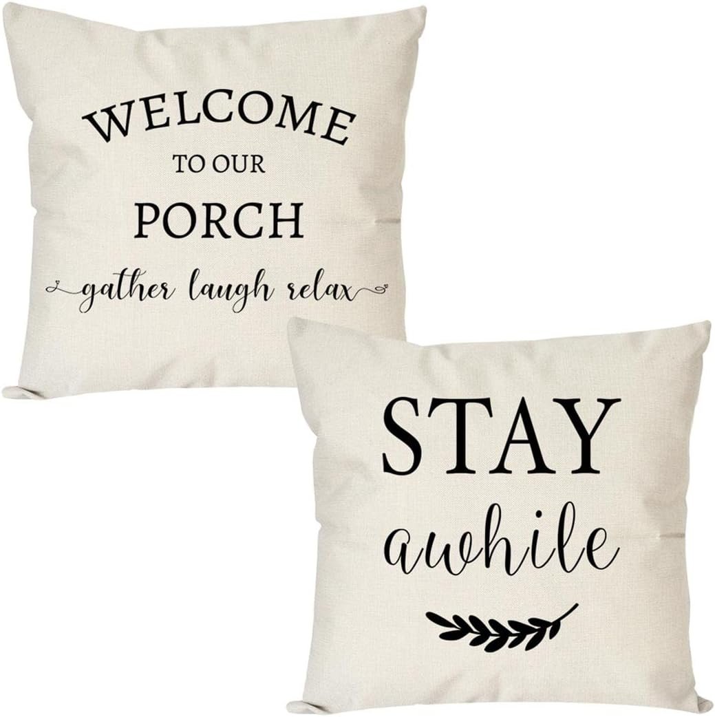 PANDICORN Outdoor Decorative Throw Pillow Covers 18×18 Inch Set of 2, Cream