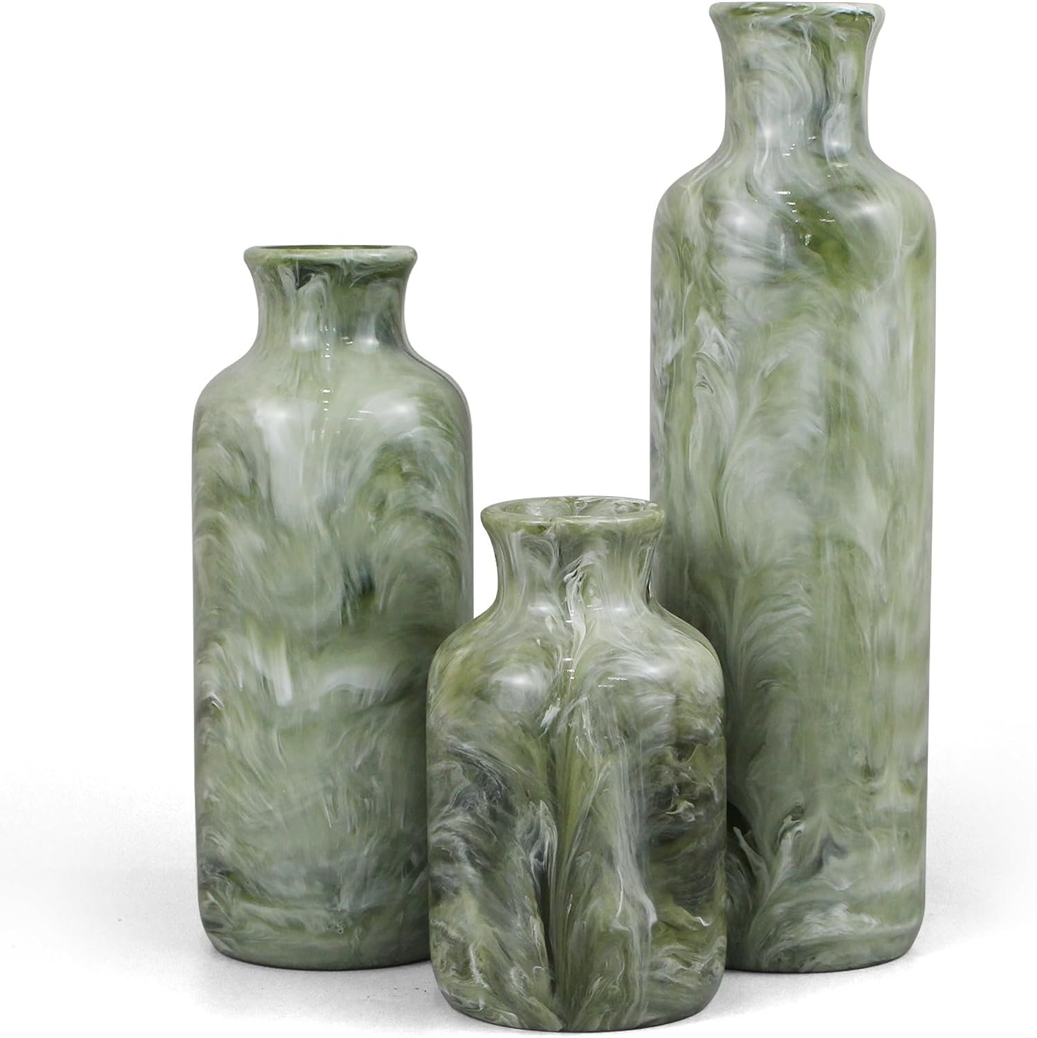 YMXYJM Resin 3 Piece Decorative Vase Set, Sage Green Farmhouse Home Decor