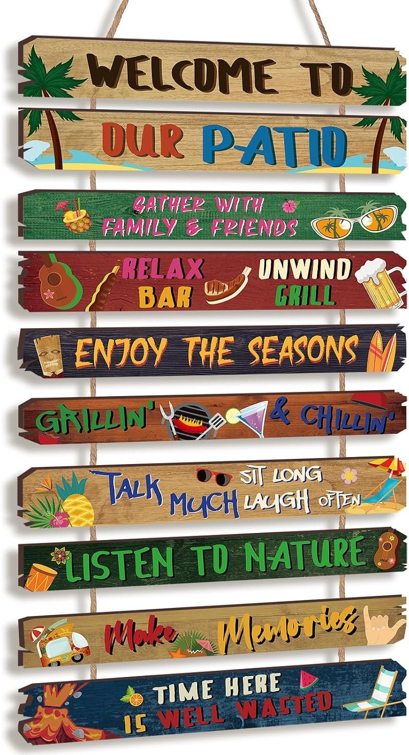 RattanView Porch Rules Sign Patio Wood Outdoor Wall Plaque