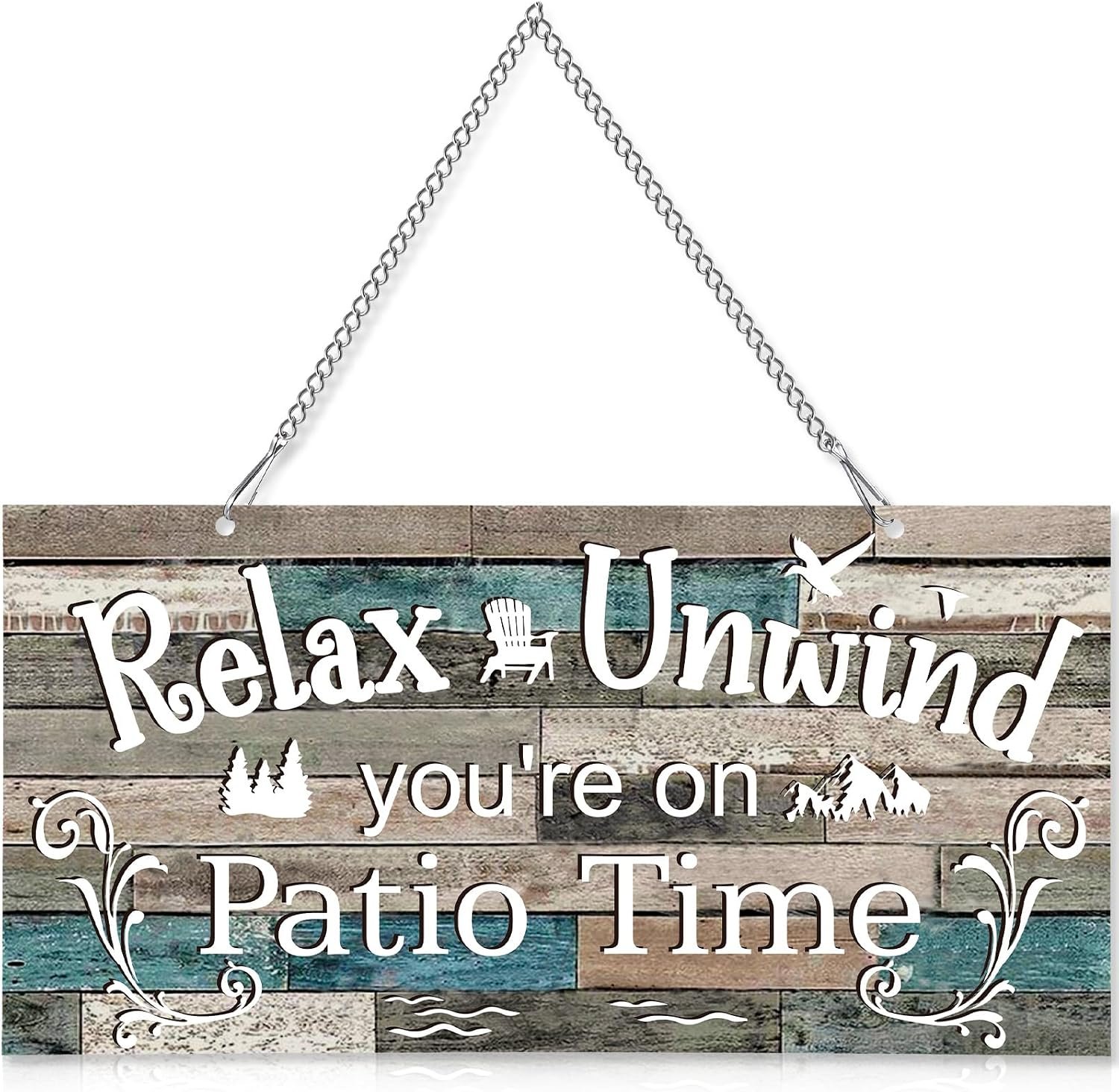 Hotop Metal Patio Decor Sign Vintage Outdoor Wall Decorations,10 x 5″,Vivid